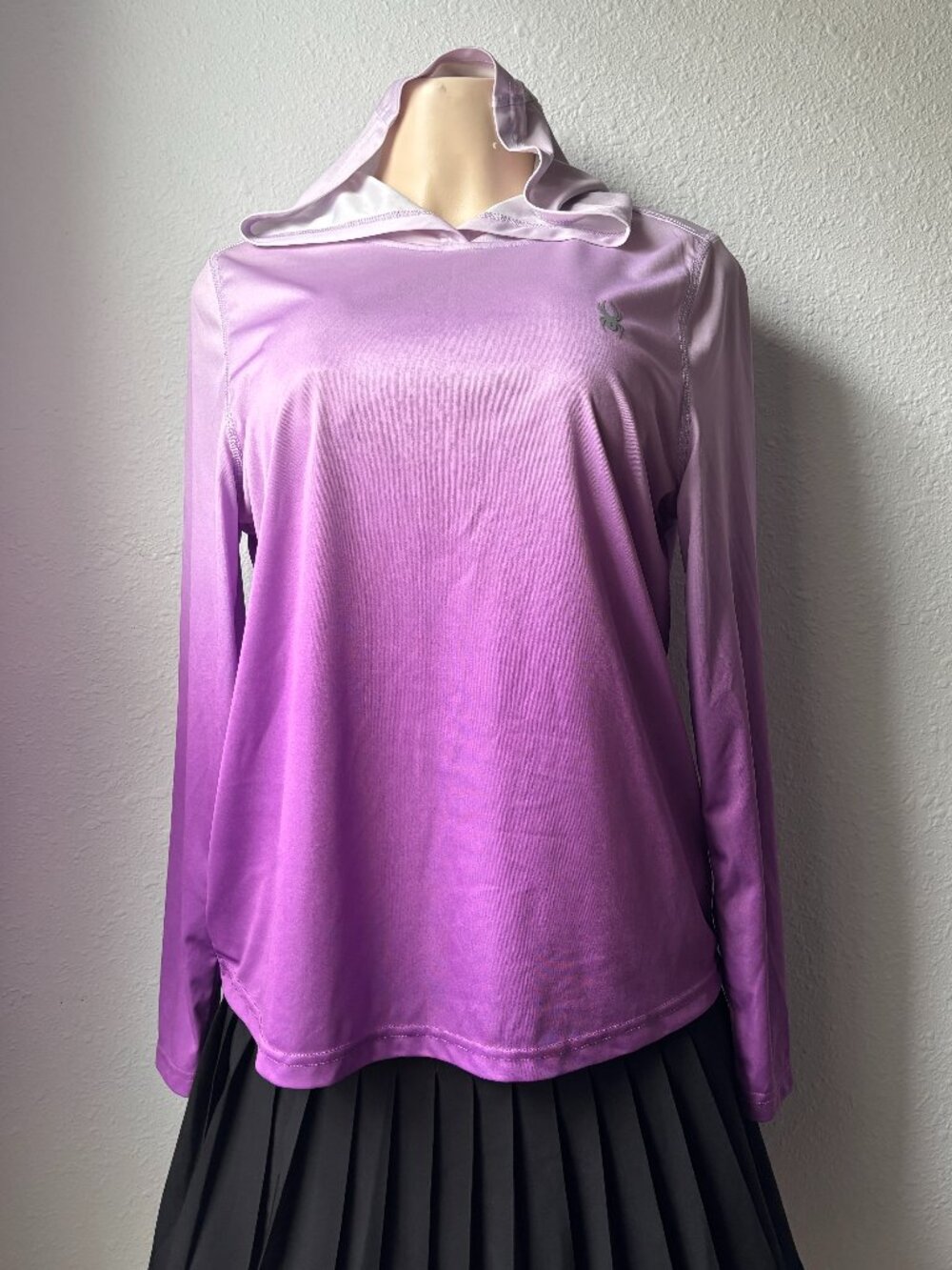 Spyder Womens Ombre Hooded Sun Shirt Long Sleeve Athletic Pullover Purple L